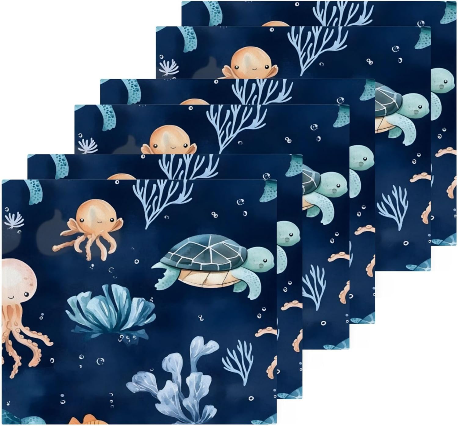 Xigua Watercolor Sea Life Washcloth Set