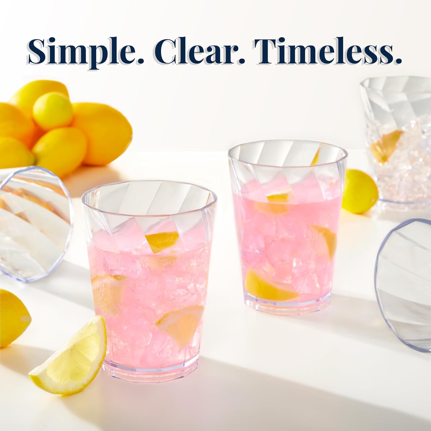 8-Piece Acrylic Optix Plastic Reusable Drinking Glasses