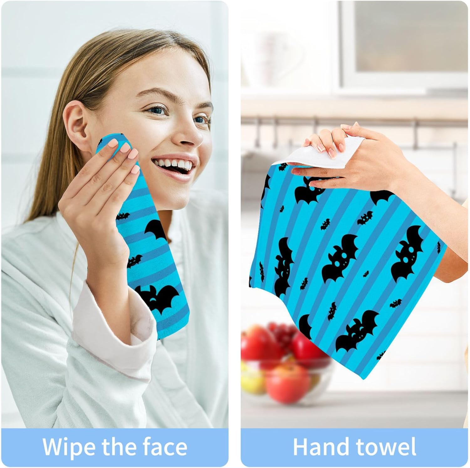 Cute Halloween Bat Washcloth Set - 12 x 12 Inch