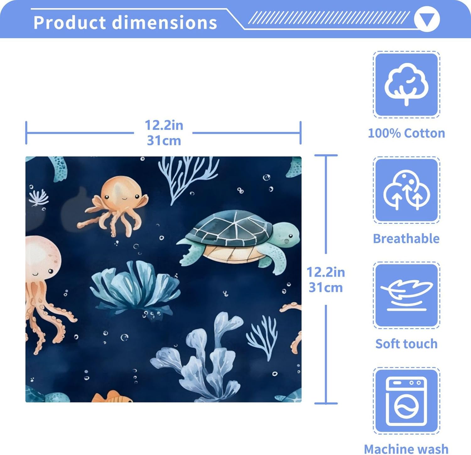 Xigua Watercolor Sea Life Washcloth Set