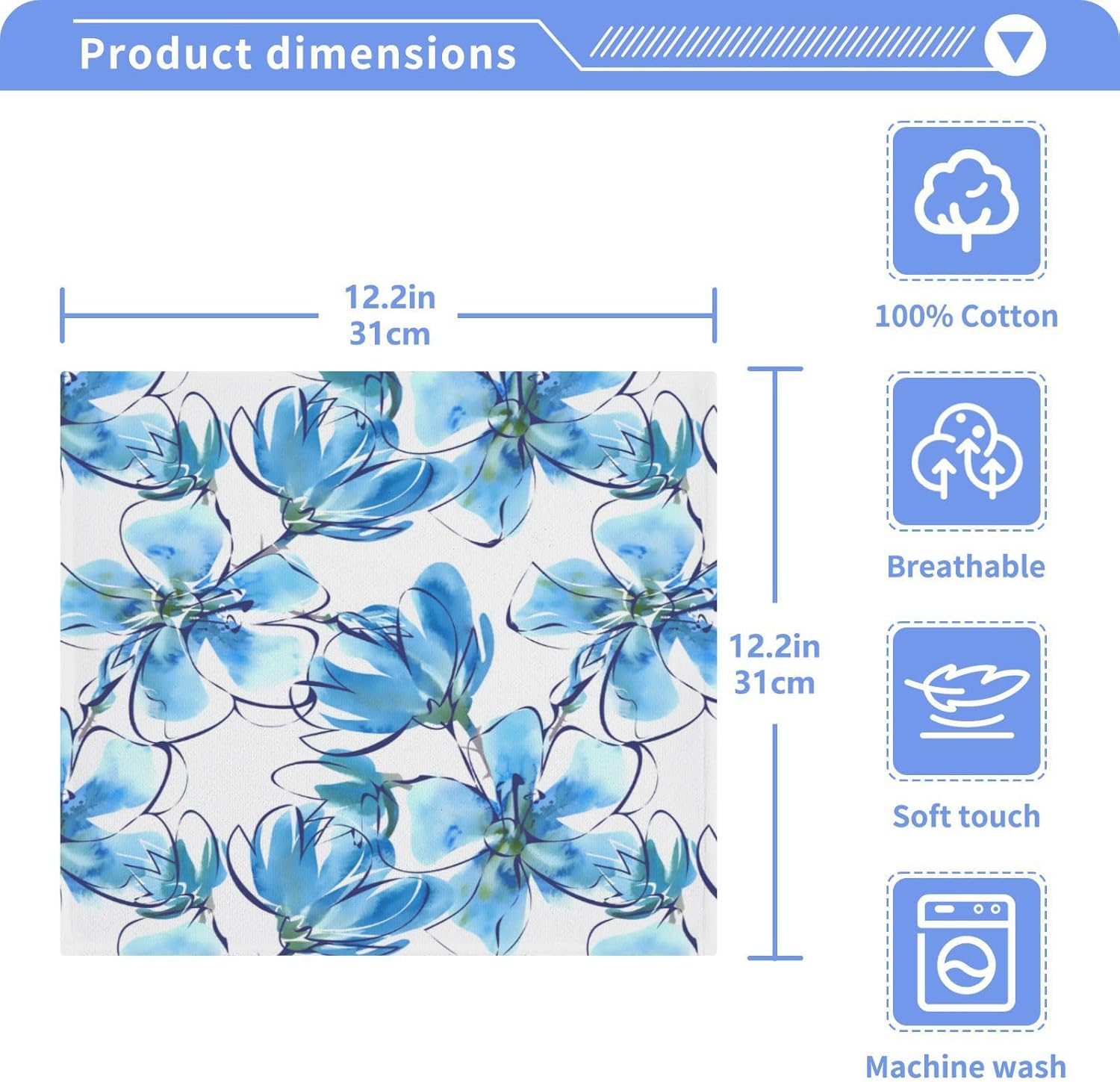 Blue Flower Washcloth - Soft Absorbent for Babies