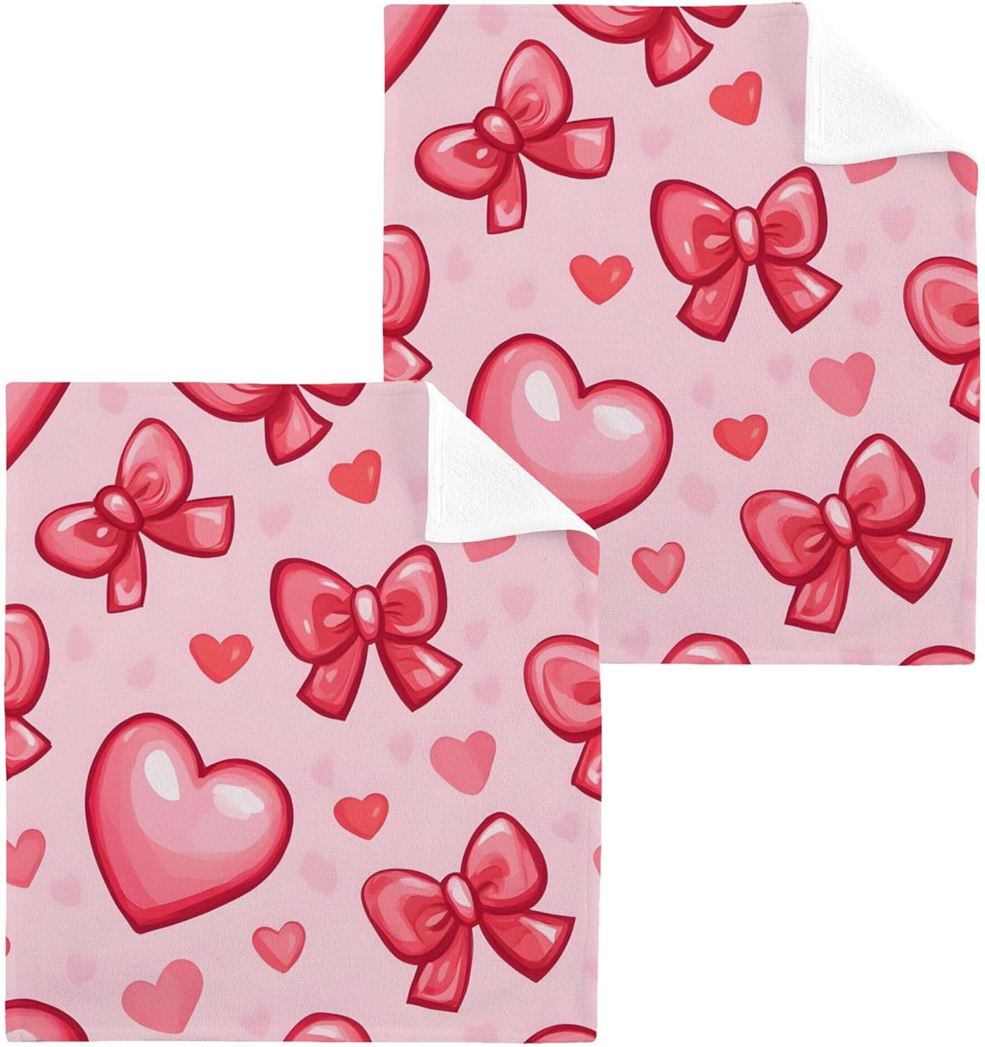 Xigua Hearts and Bows Premium Washcloth Set