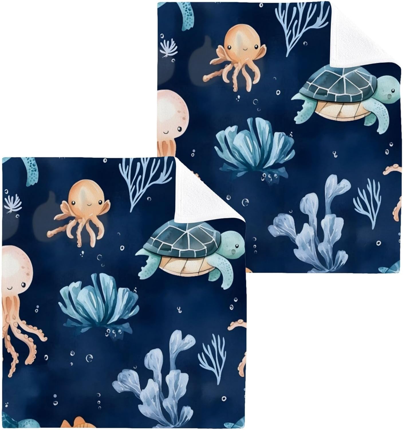 Xigua Watercolor Sea Life Washcloth Set