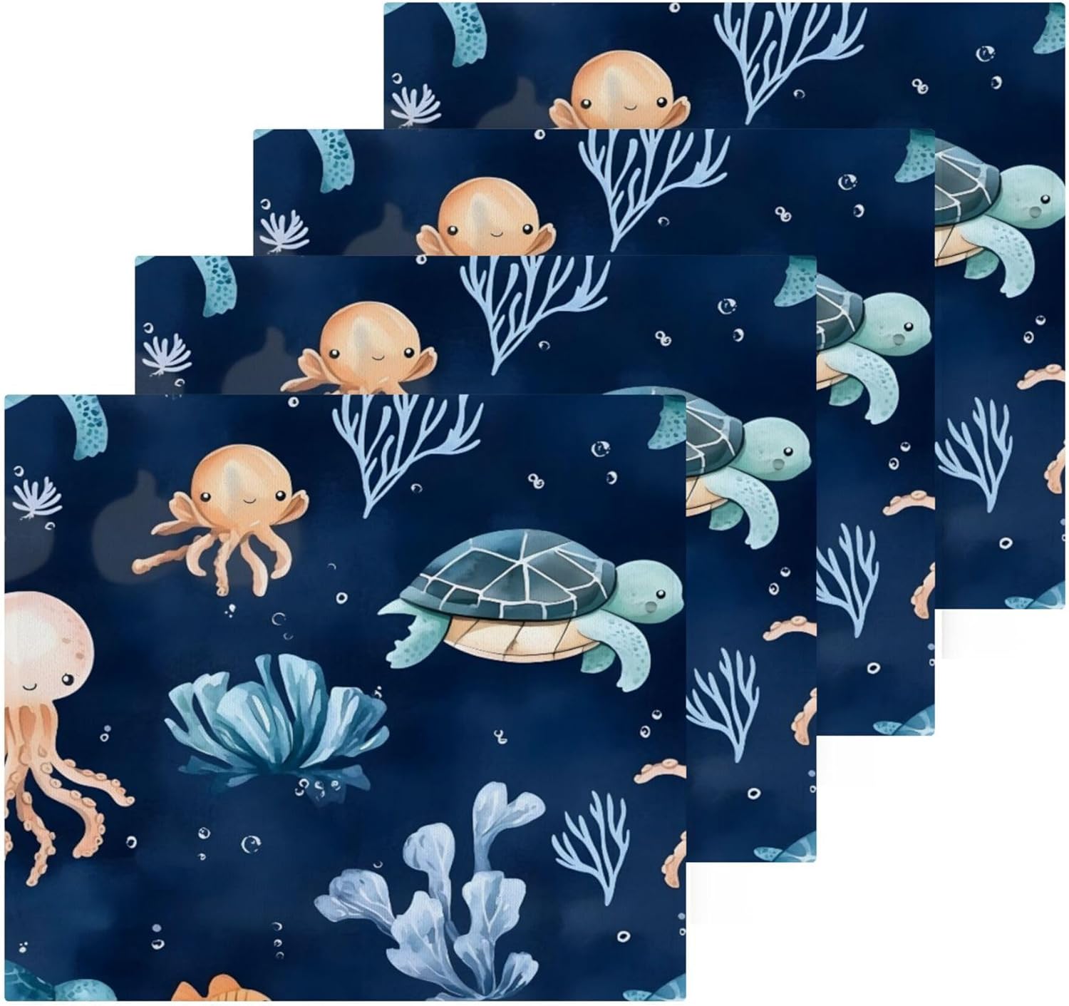 Xigua Watercolor Sea Life Washcloth Set