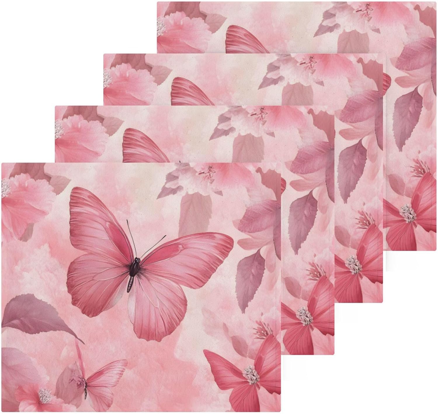 Stylish Xigua Butterflies Absorbent Washcloth Set for Fast Drying