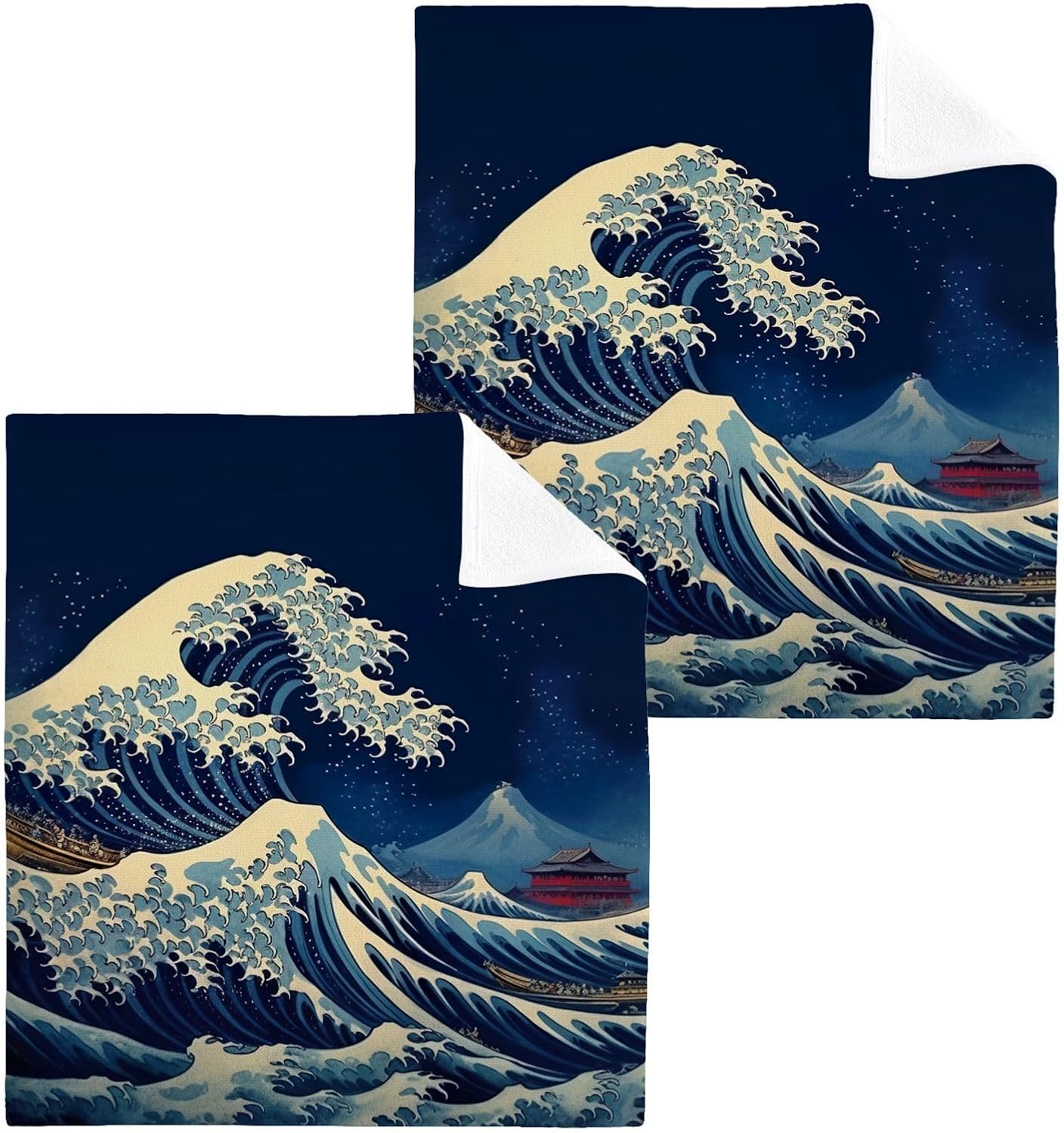 YETTASBIN Sea Waves Washcloths 2 Pack
