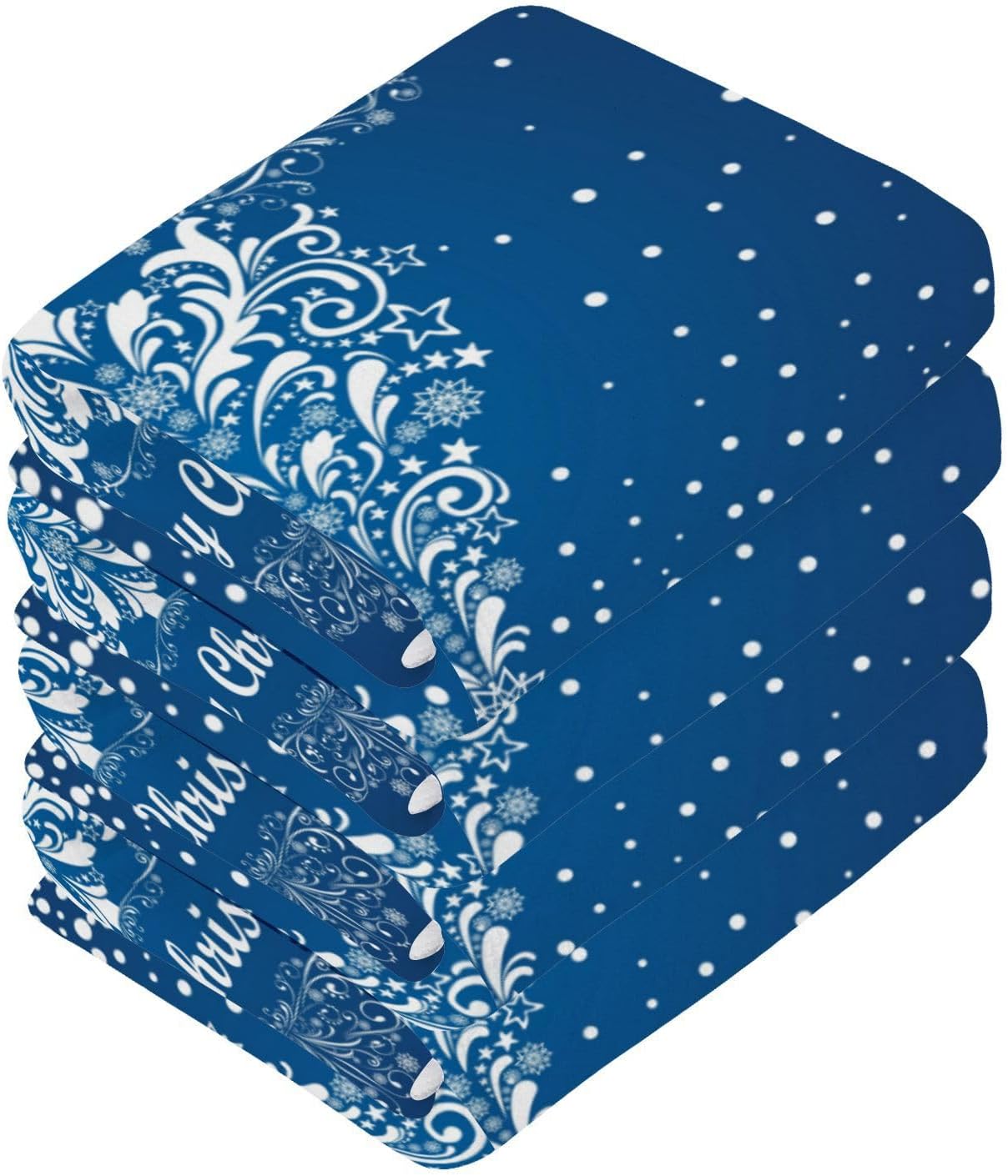 Merry Christmas Blue Washcloth Set 2-Pack for Babies