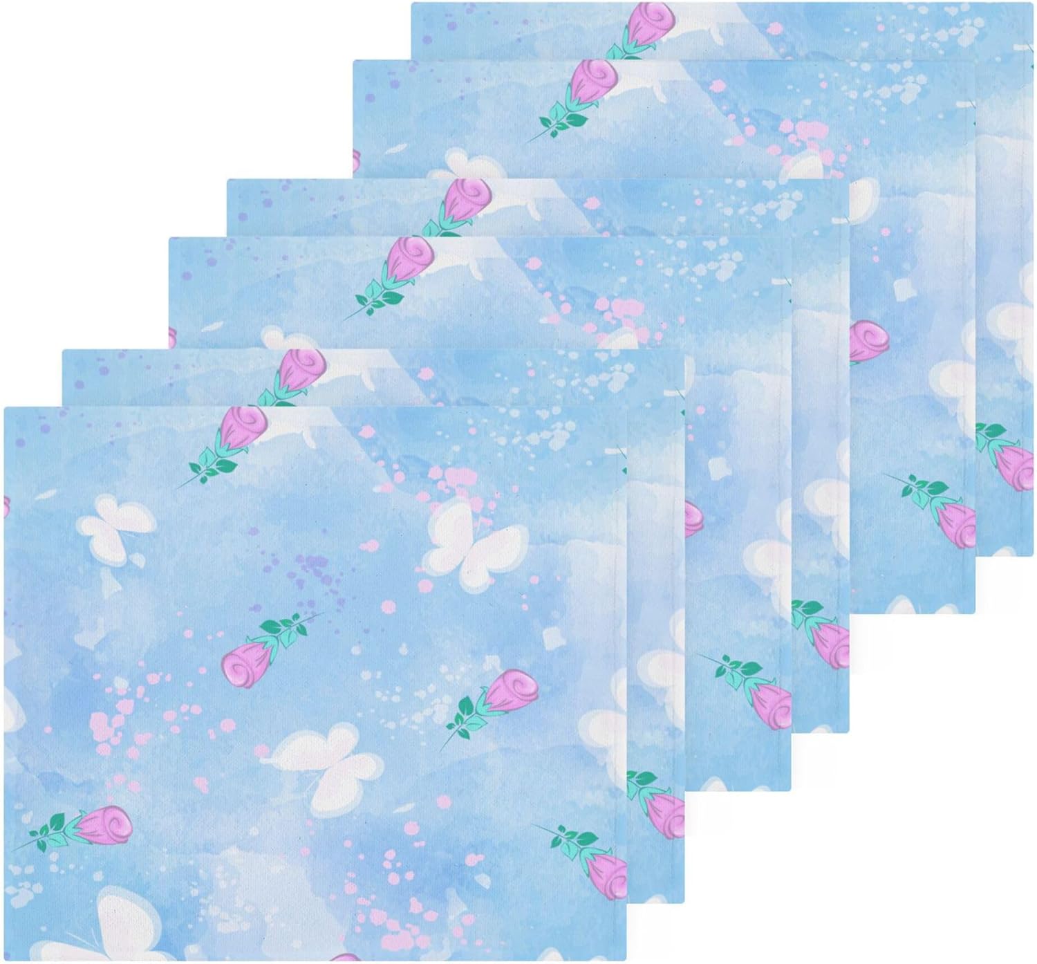 Xigua Butterfly Blue Washcloth Set 12x12 inches