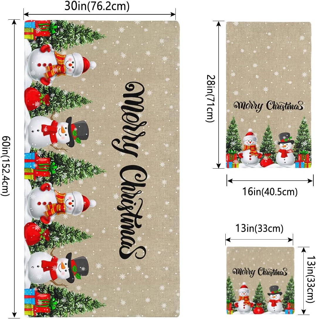 Bath Towels Set of 3 Christmas Cute Snowman Tree Design