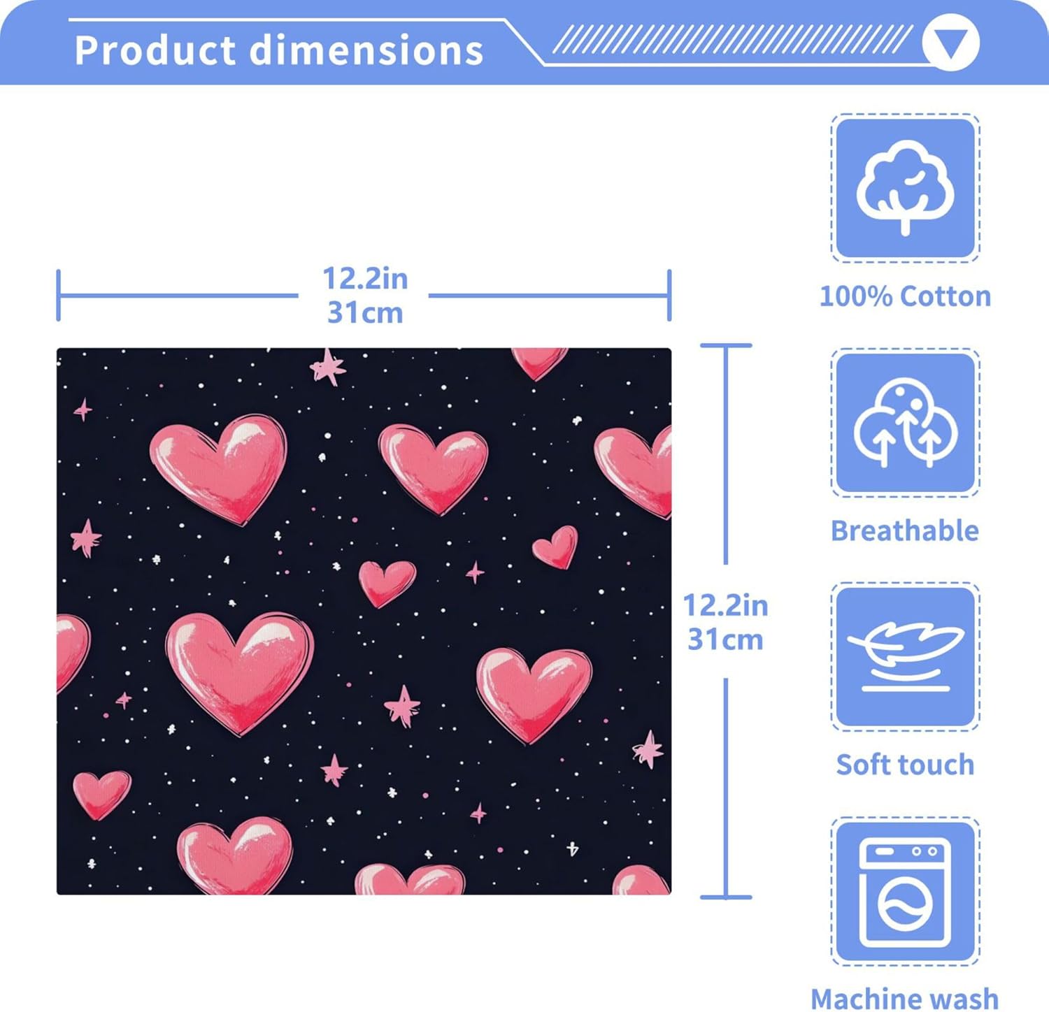 Xigua Hearts and Stars Washcloth Set