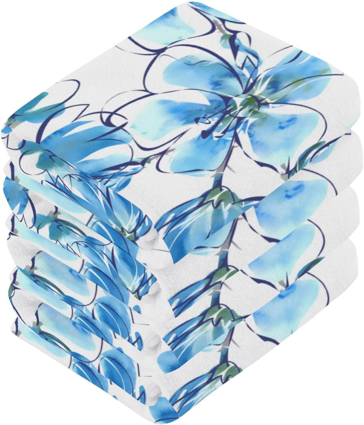 Blue Flower Washcloth - Soft Absorbent for Babies