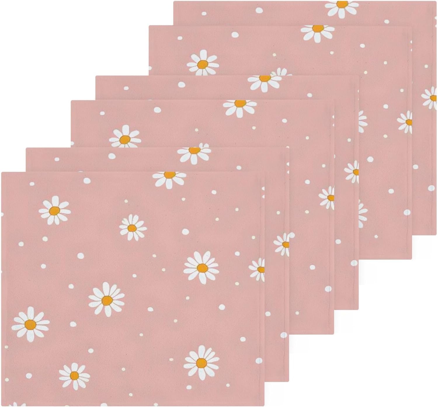 Xigua White Daisy Washcloths Set of 2 12x12 Inch Fast Drying Towels