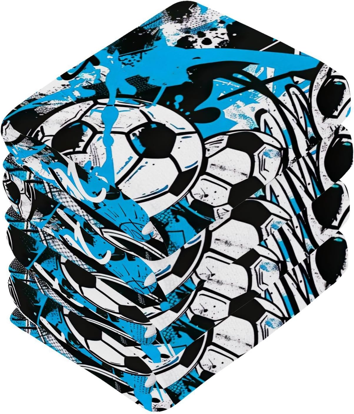 Two-Piece Football Graffiti Washcloth Soft AbsorbentReusable bath towel
