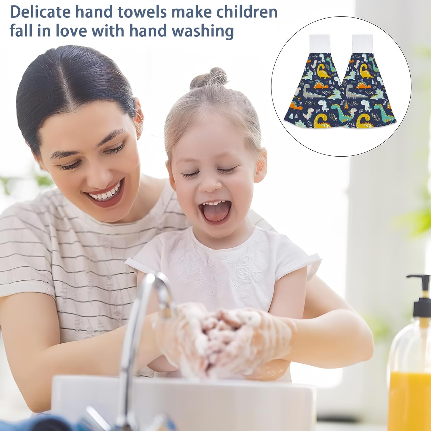 Elightvap Funny Kids Dinosaurs Hanging Kitchen Towels Set of 2