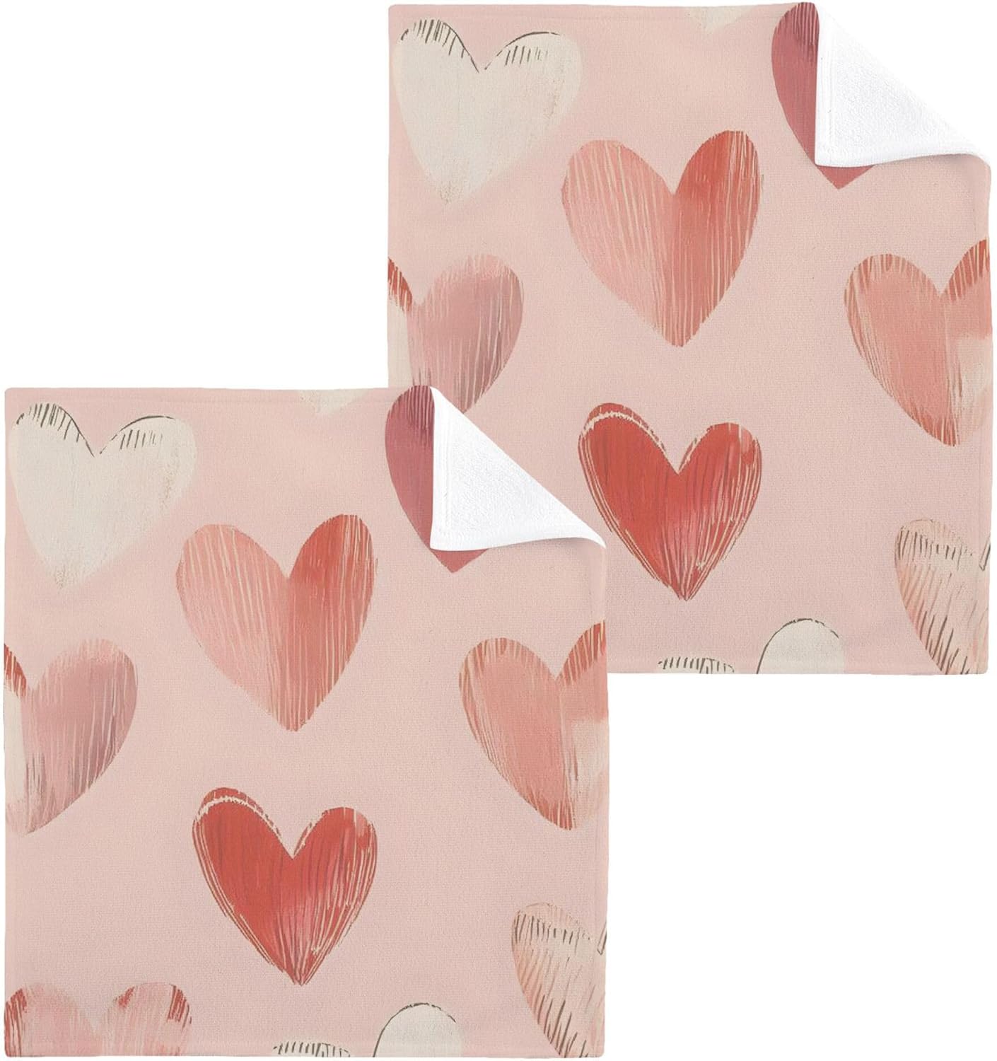 Xigua Red Hearts Washcloth Set