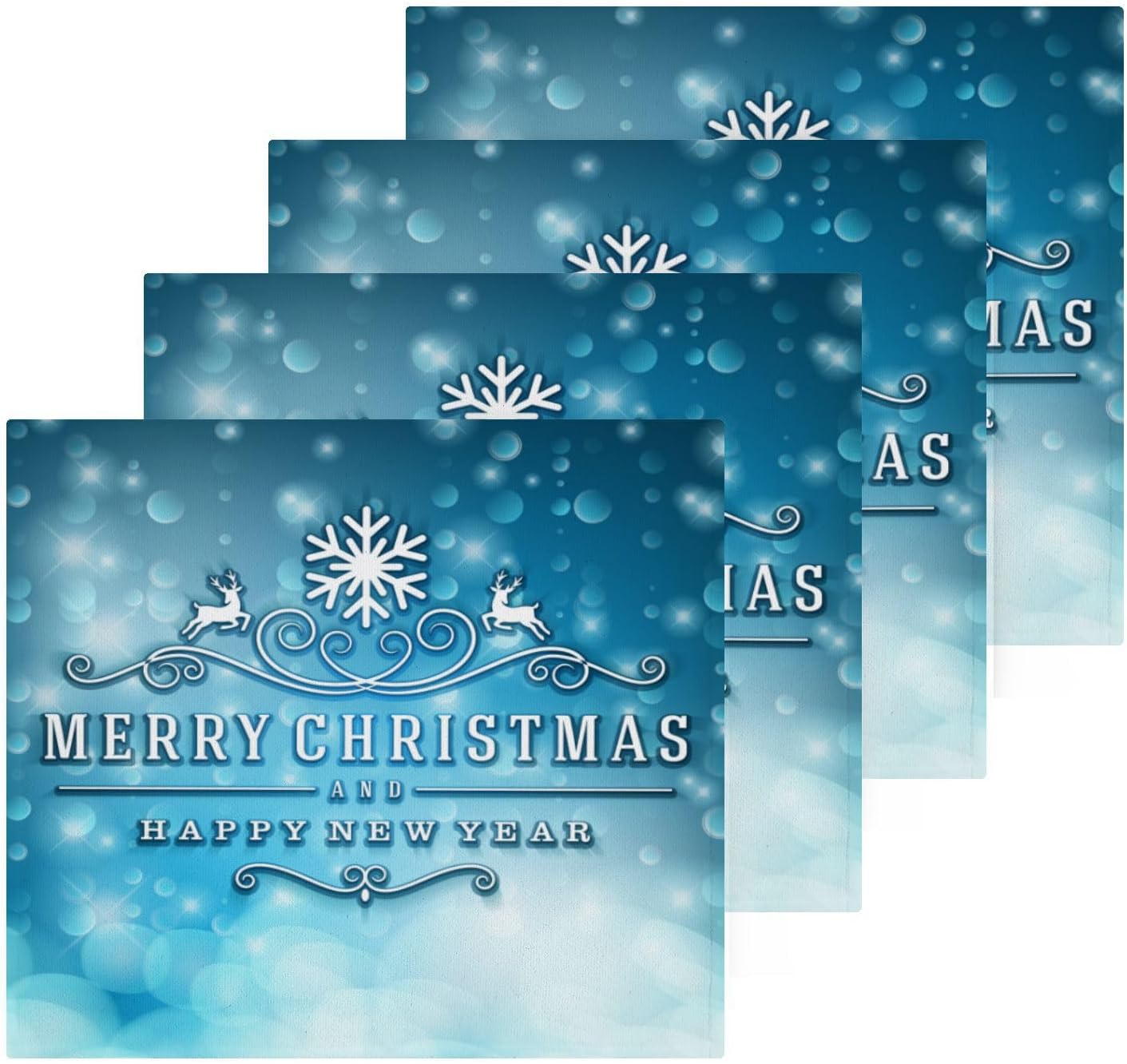 Merry Christmas Blue Washcloths 2 Pack Soft Absorbent Reusable Baby Face Towels