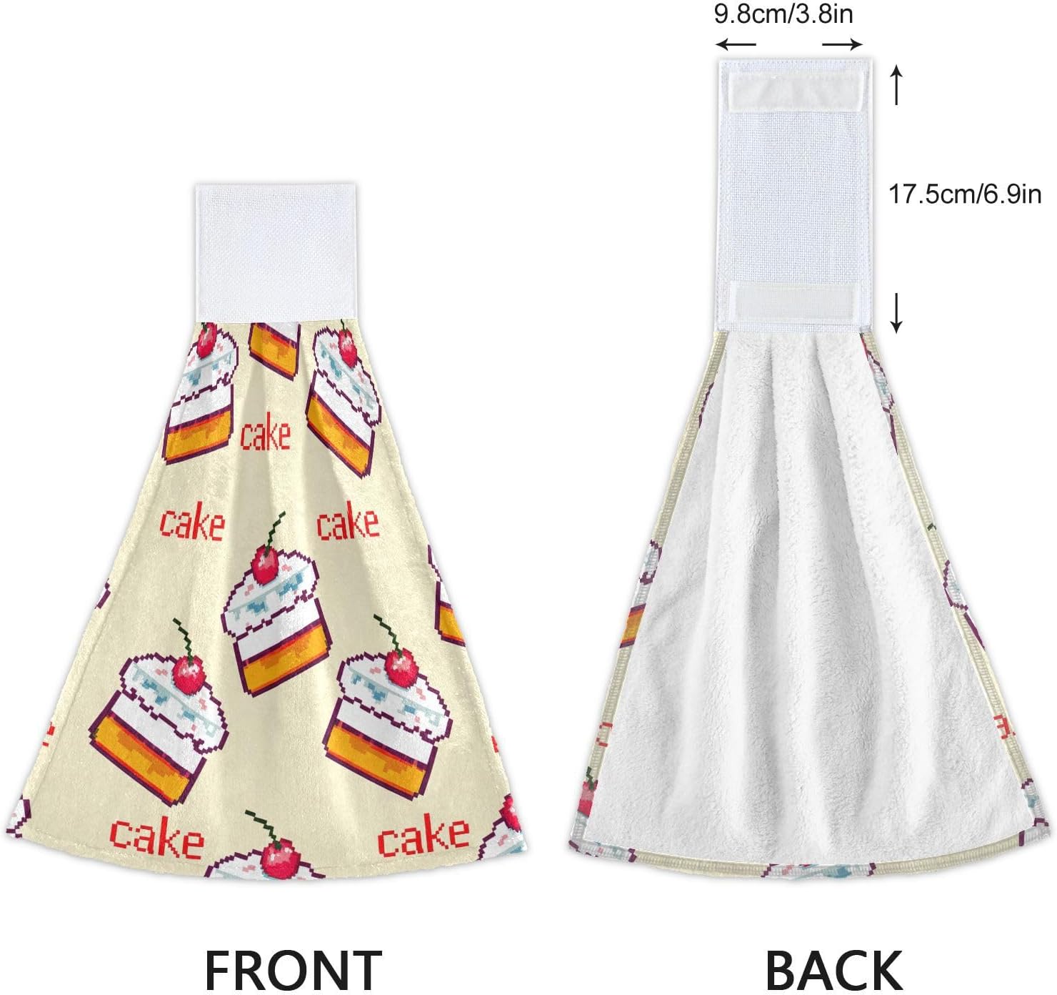 Cute Cartoon Cakes Yellow Hand Towels Set of 2