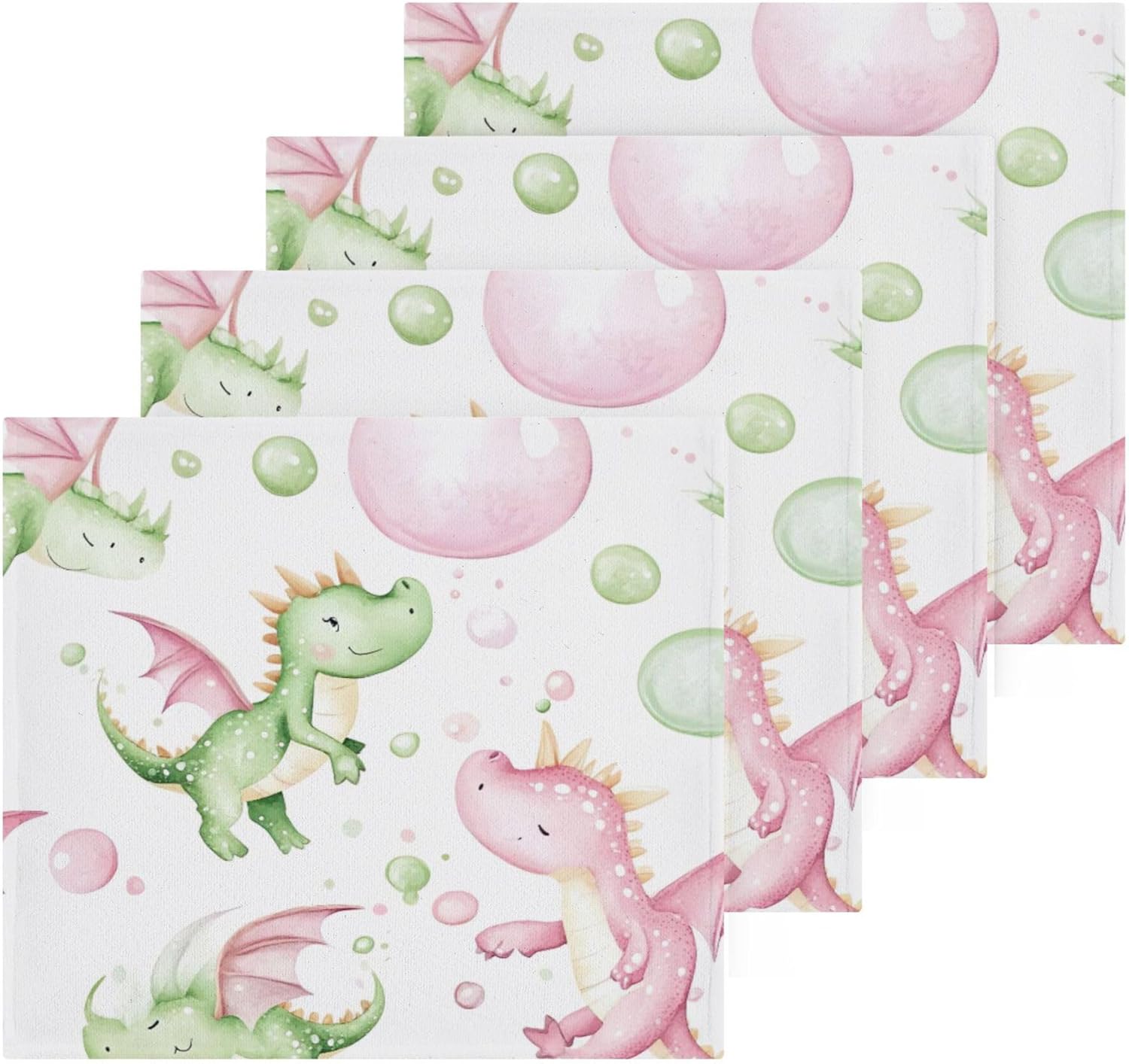Xigua Bubbles and Dragons Washcloth Set for Travel or Home