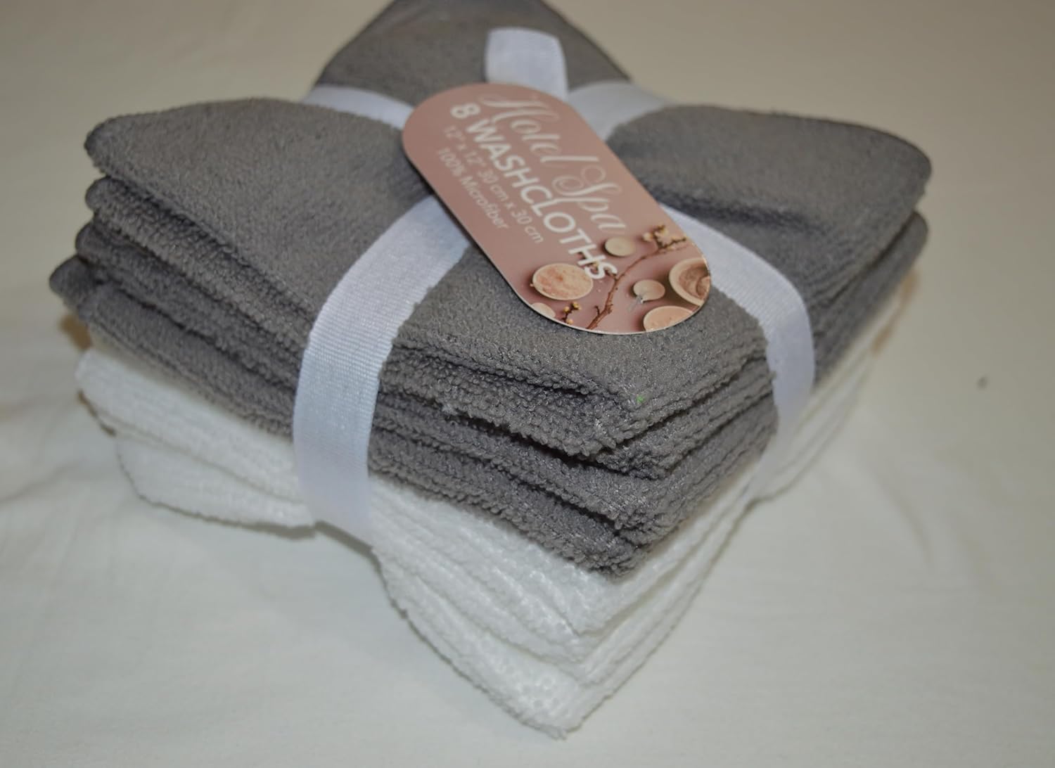 8Pack Microfiber Washcloths Gray White Hotel Washcloths Soft Effective Durable Lint-Free