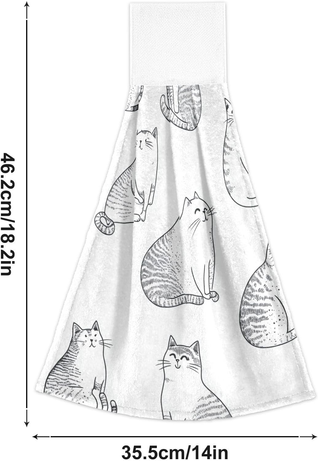 KLL Funny Singapuracats White Towels with Hook Loop Set