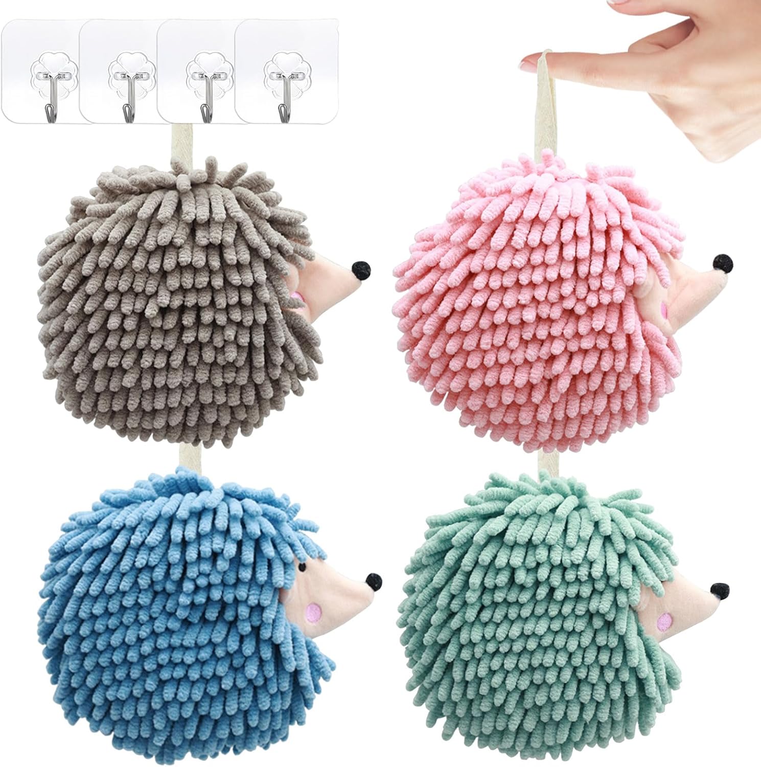 4-Piece Fuzzy Ball Towels