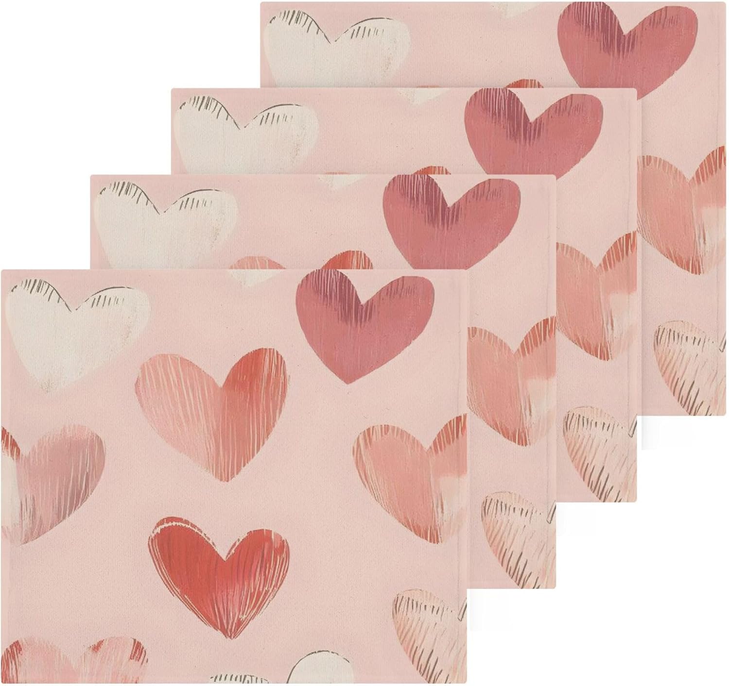 Xigua Red Hearts Washcloth Set