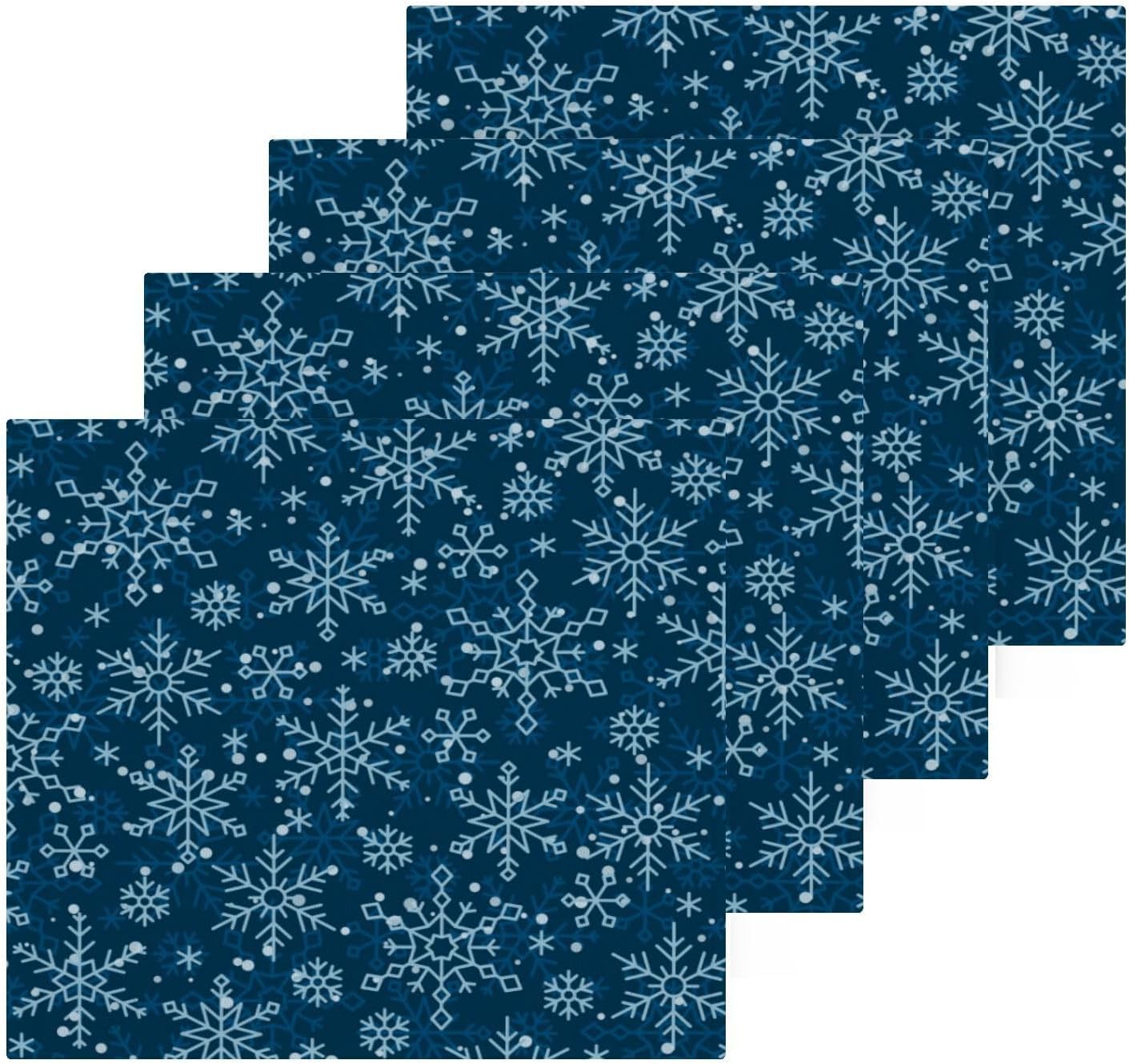 Blue Snowflake Washcloth 2-Pack Soft Absorbent Cotton Baby Face Towels