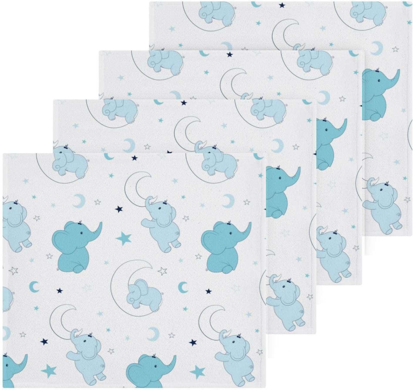 Elephant Washcloths 2 Pack Soft Absorbent Cotton Baby Face Towels