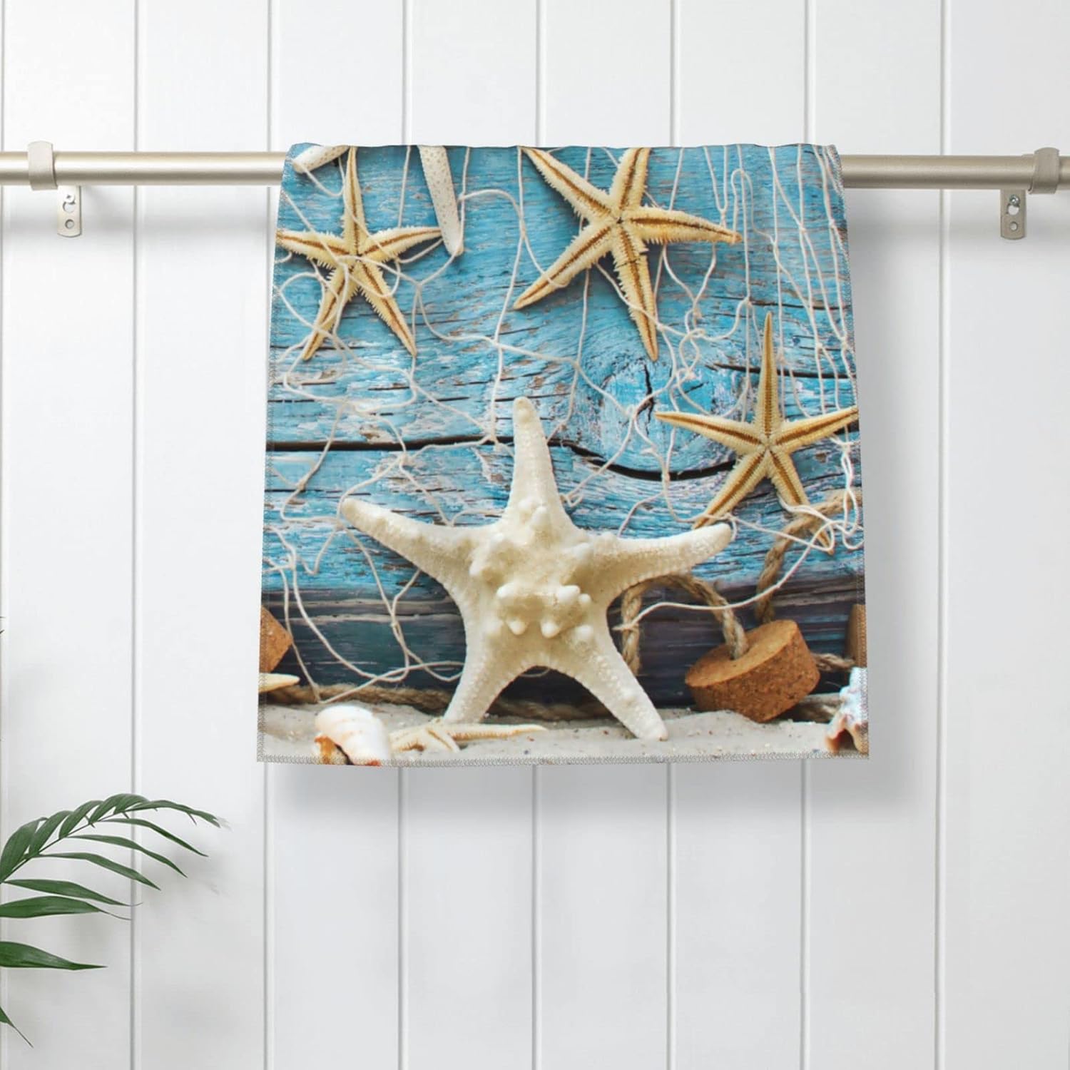 CoVasa Nautical Seashell Hand Towels for Bath Ultra Soft Durable