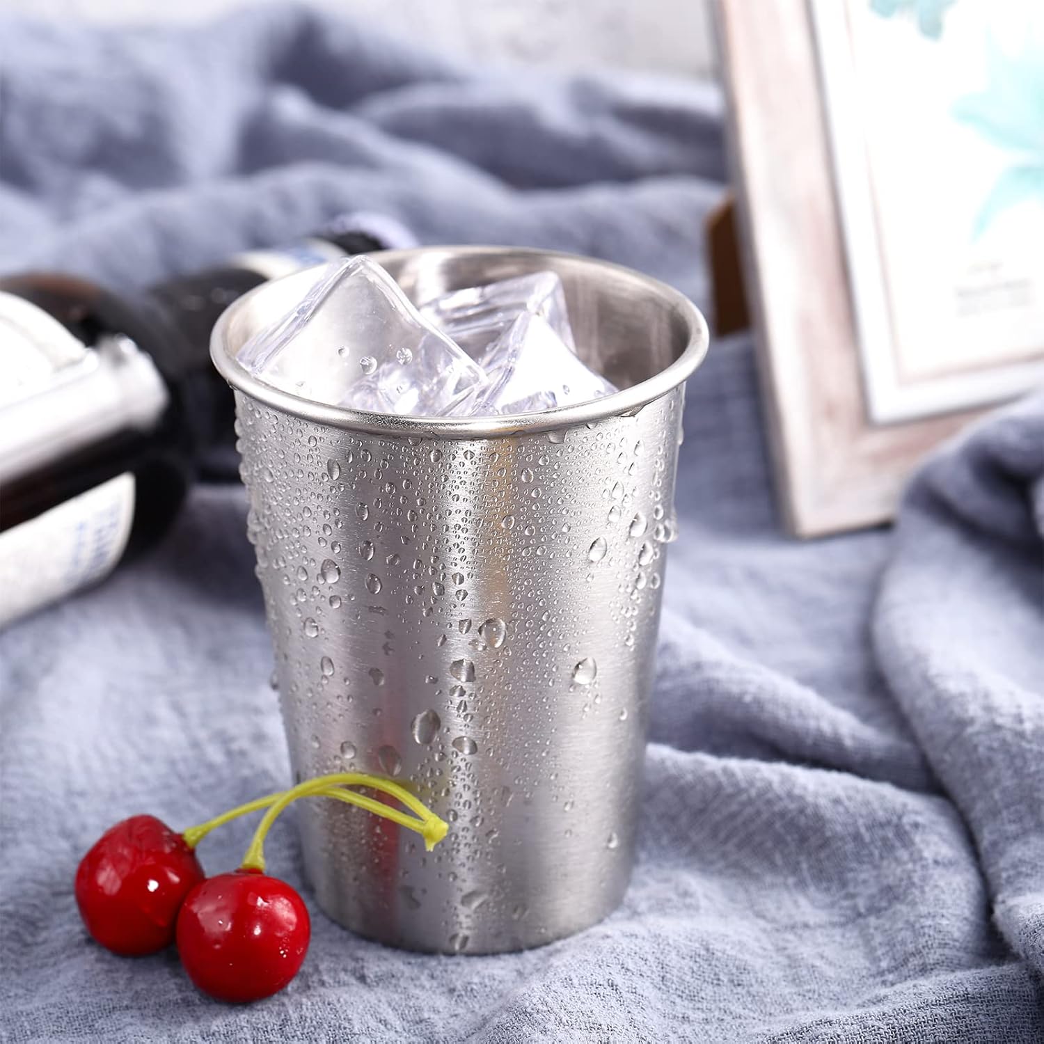 Baderke 16-Piece Stackable Stainless Steel Cups for Kids Adults