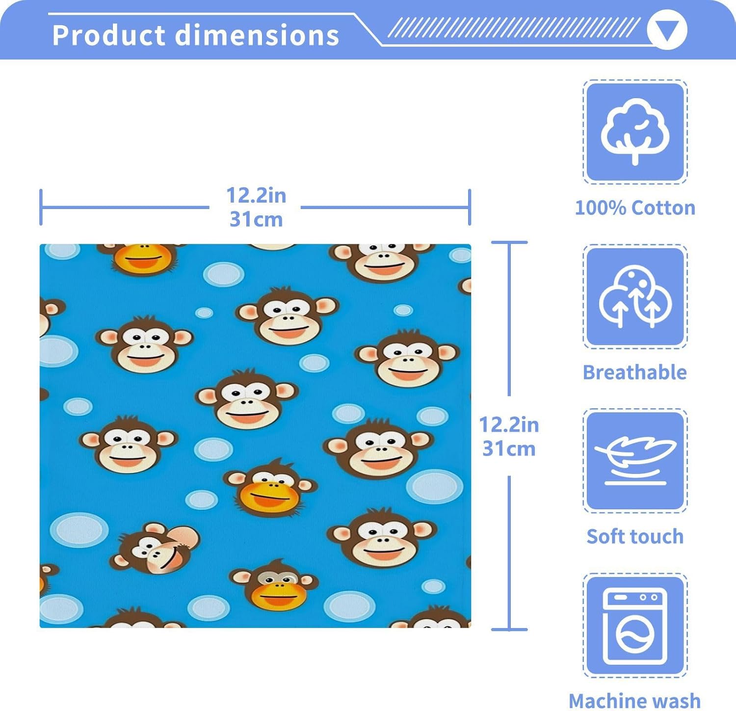 Eco-Bright Cartoon Monkey Washcloth 2-Pack