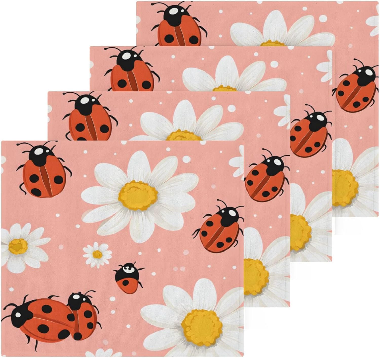 Cute Ladybugs Washcloth Set - 2-12 12x12