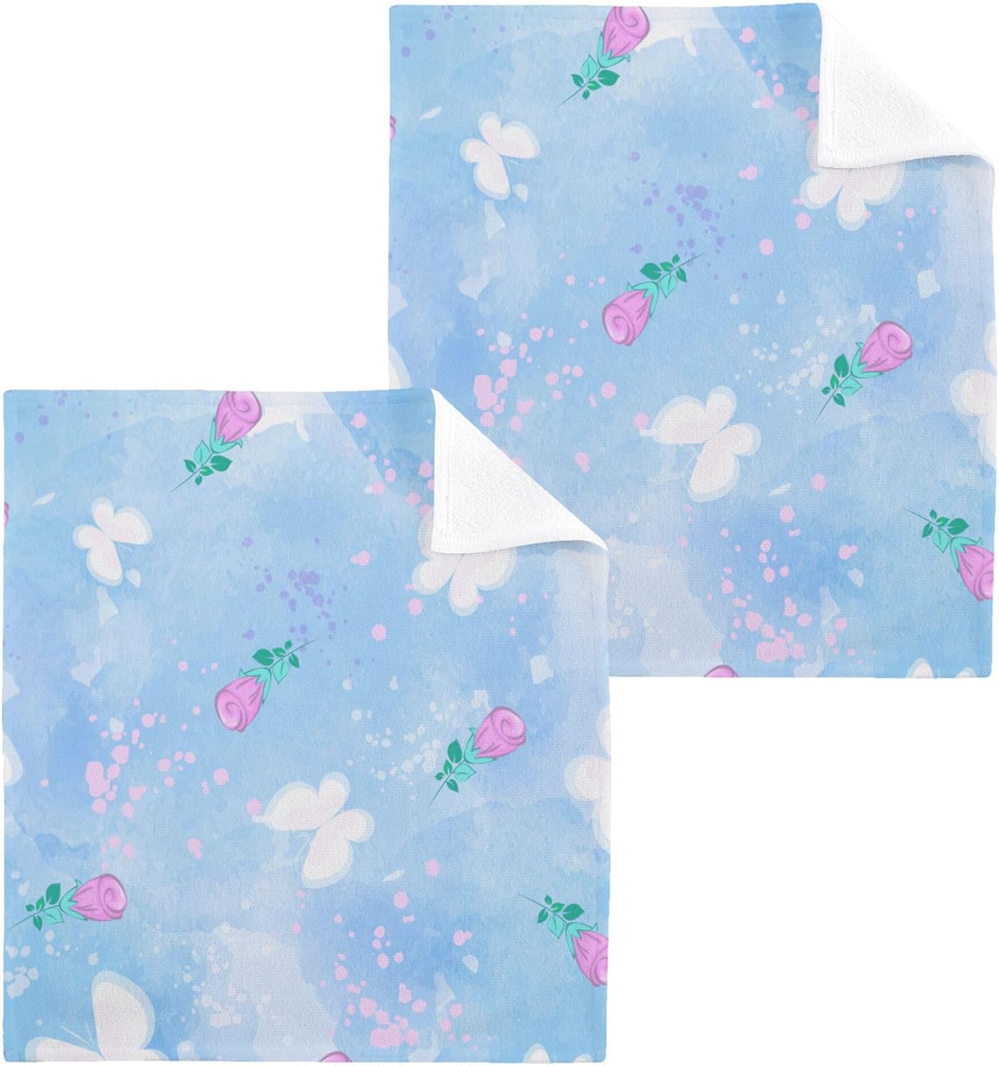 Xigua Butterfly Blue Washcloth Set 12x12 inches