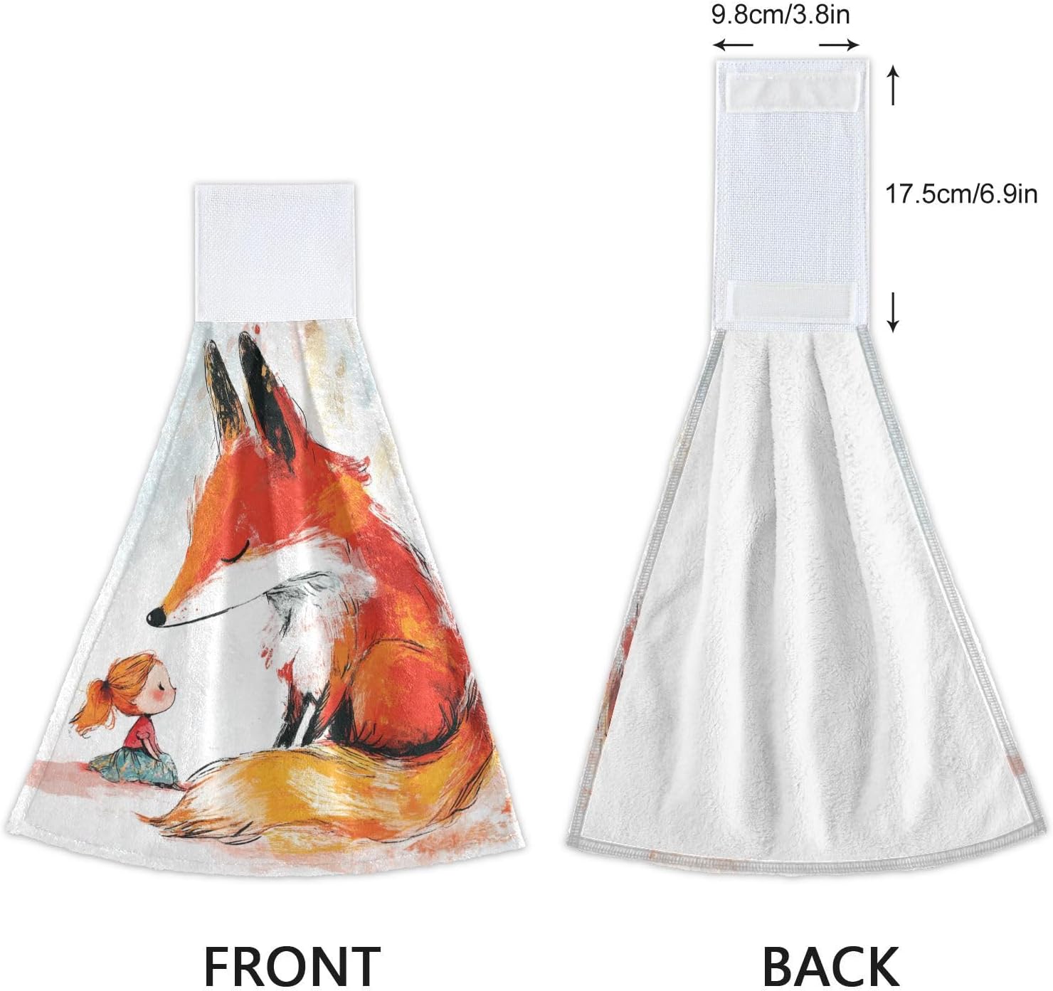 Chubby Fox Hand Towels with Hook Loop for Kids