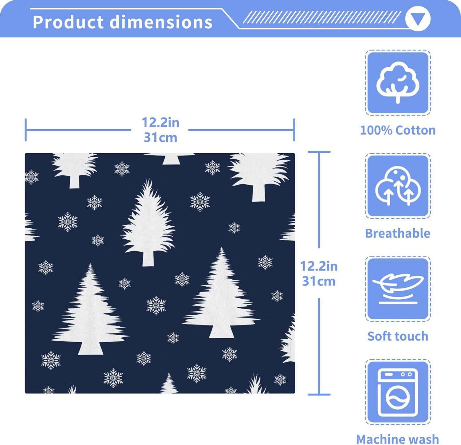 Xigua Christmas Trees Washcloths Set of 2 12x12 Inch 1
