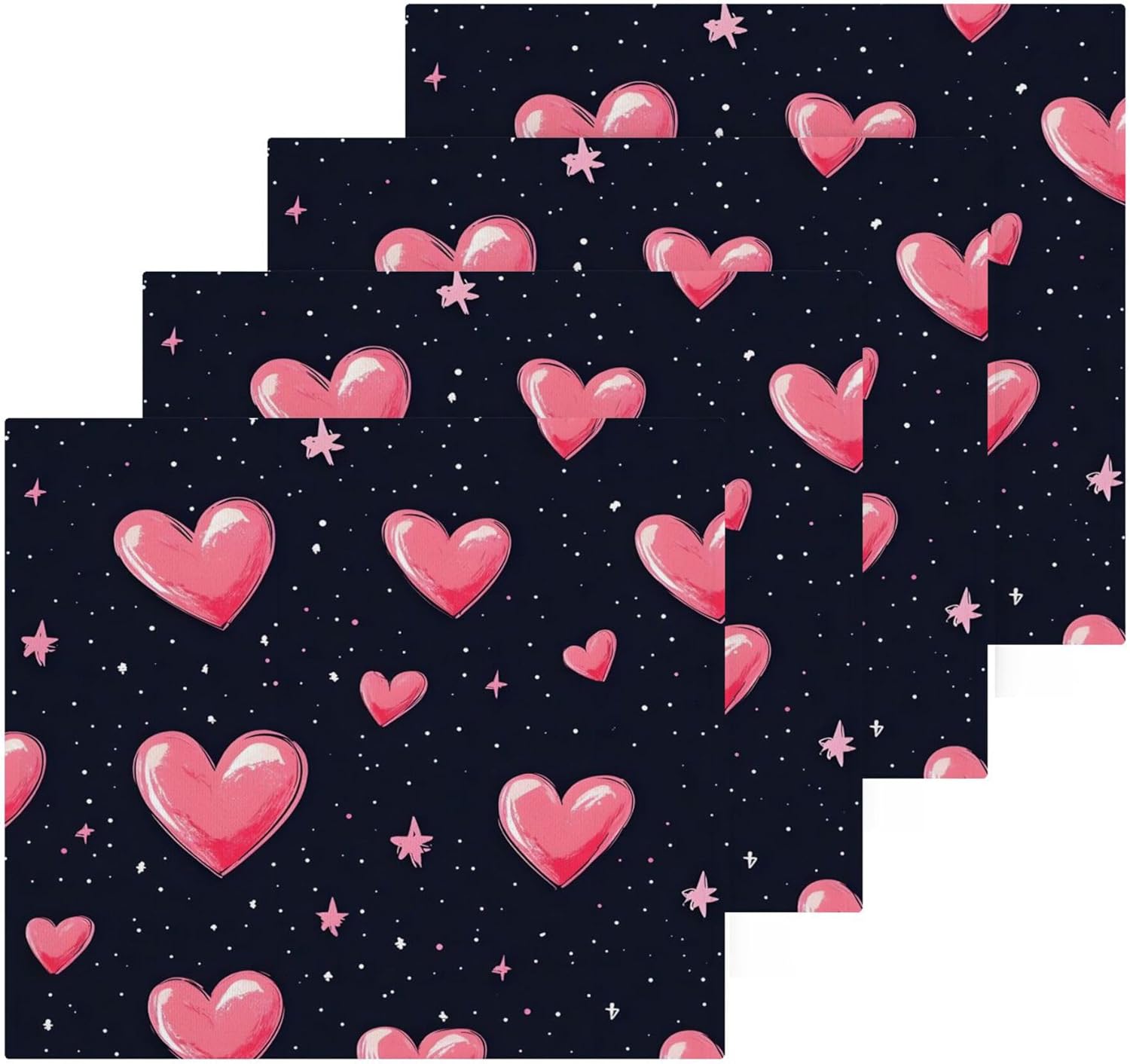 Xigua Hearts and Stars Washcloth Set