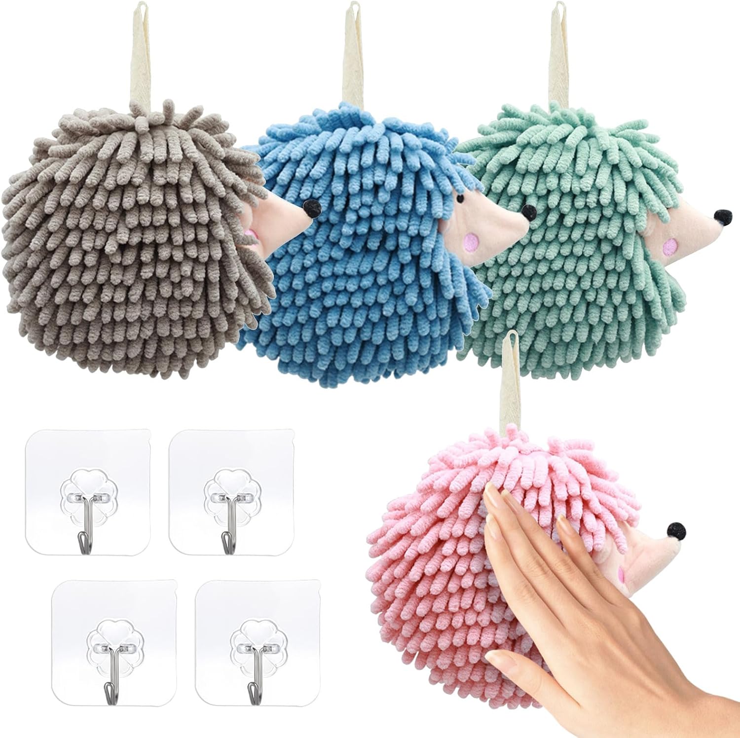 4-Piece Fuzzy Ball Towels