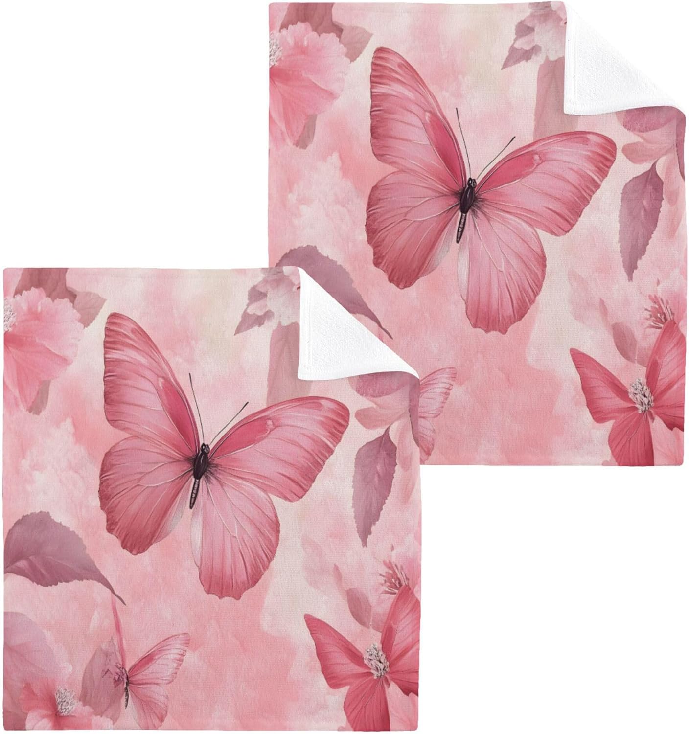 Stylish Xigua Butterflies Absorbent Washcloth Set for Fast Drying