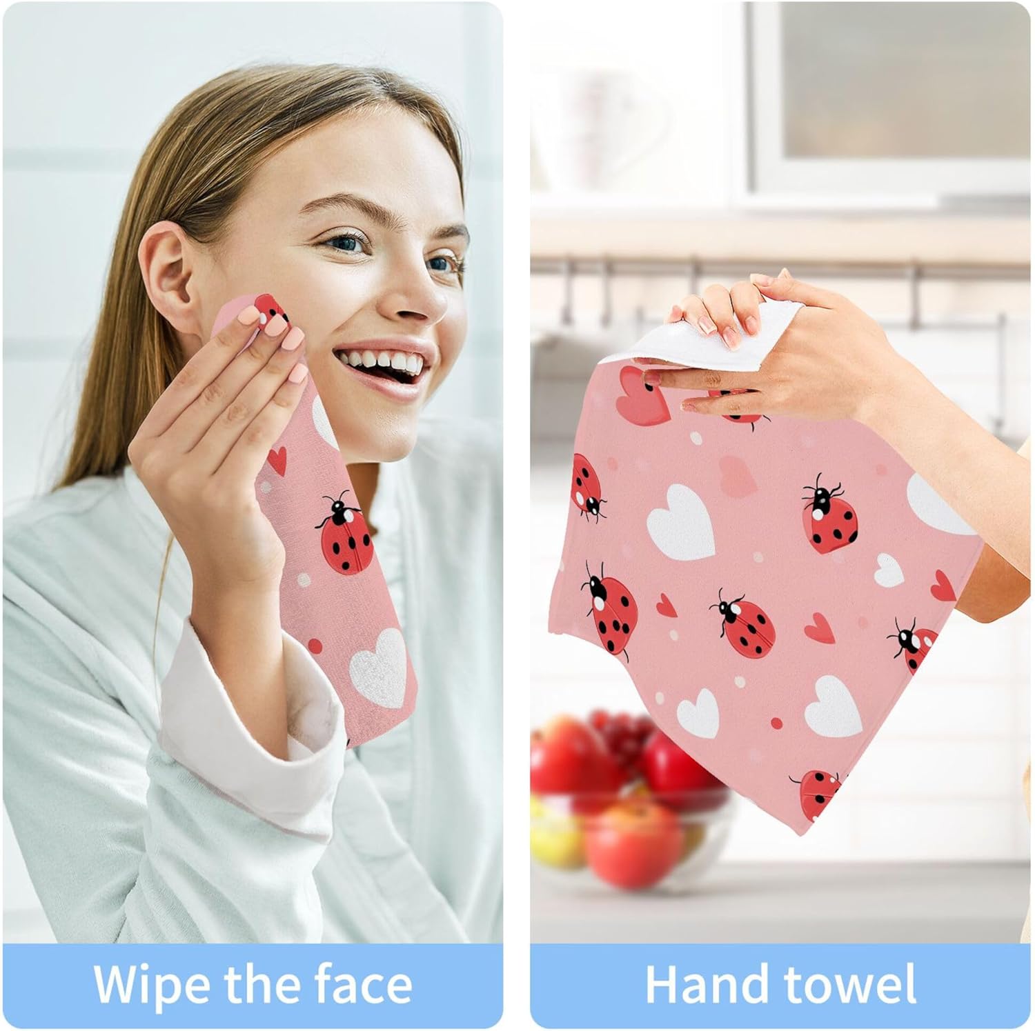 Xigua Ladybugs Washcloth Set - Fast Dry Safe Kitchen Family Essentials