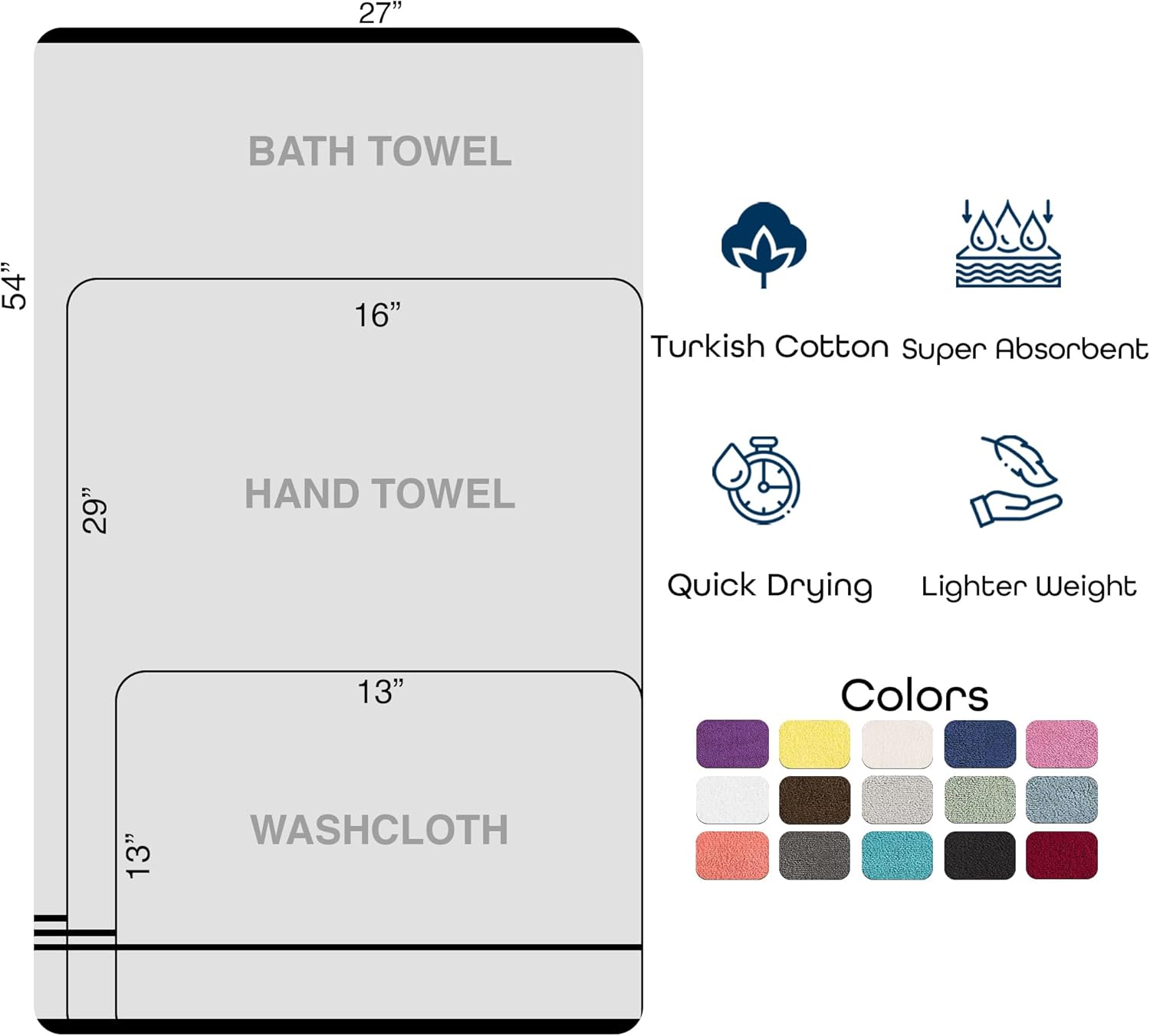 Hawmam Linen 6-Piece Grey Bath Towels