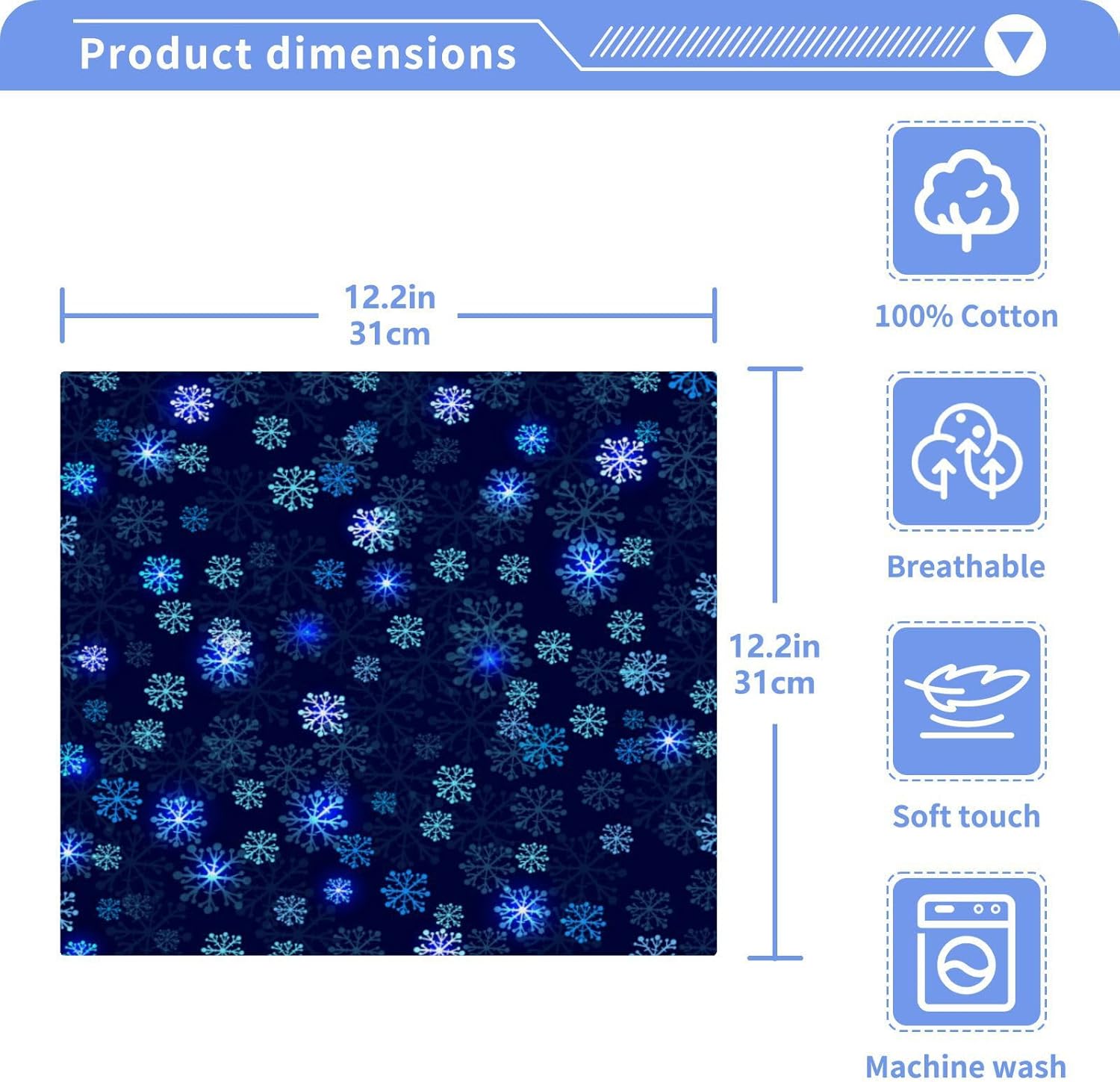 Perfect for Washes Delightful Blue Snowflake Washcloth Set for Baby Adults