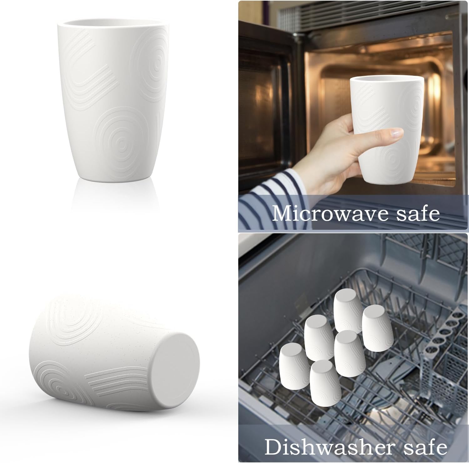 Homienly Reusable 12oz Wheat Straw Drinking Cups Set of 6 White