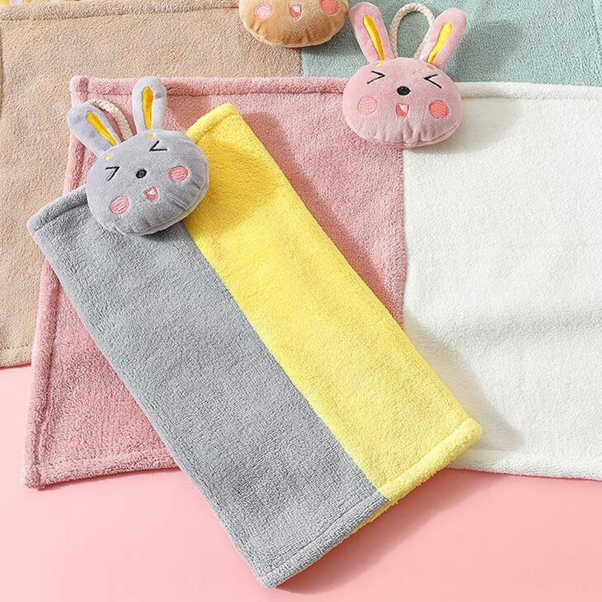 Ewanda 3 Pack Cute Rabbit Hand Towels with Hanging Loop 1