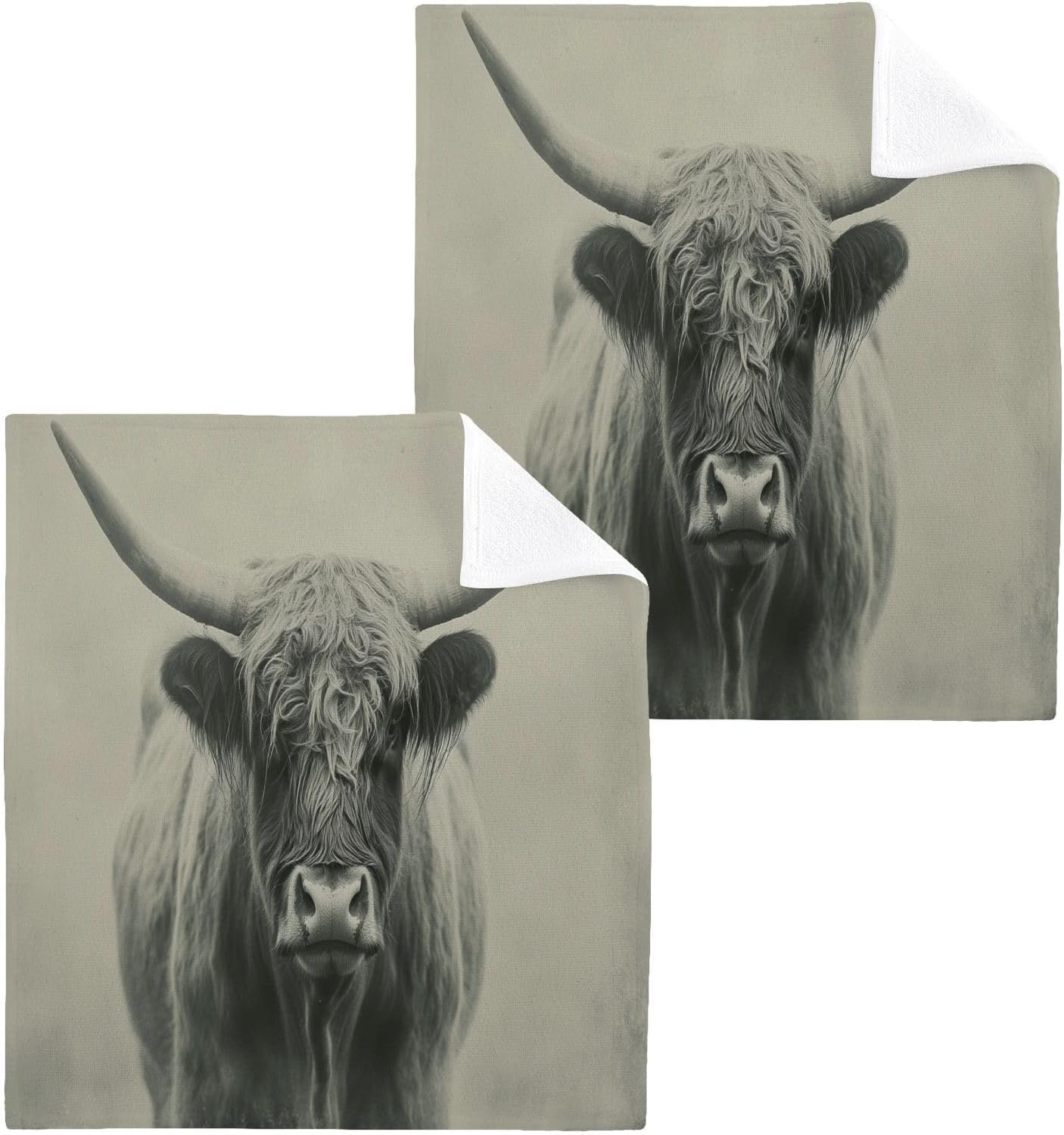 Haskirky 4 Pack Highland Cow Cotton Washcloths