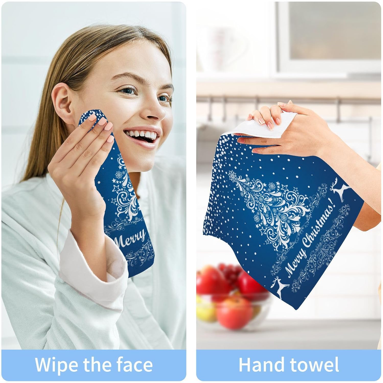 Merry Christmas Blue Washcloth Set 2-Pack for Babies
