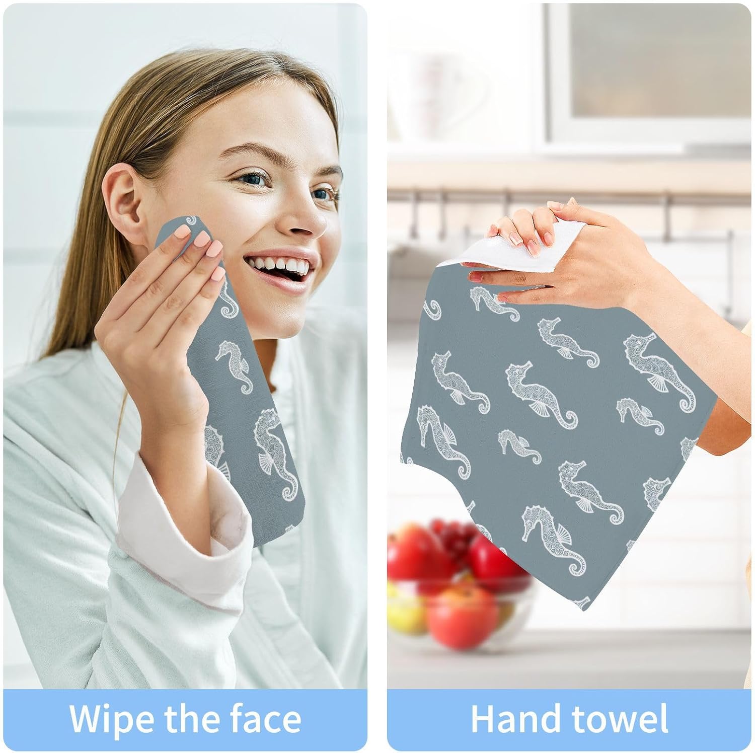 10-2 Pack 12x12in Soft Cotton Washcloths for Face Hand Durable Vibrant