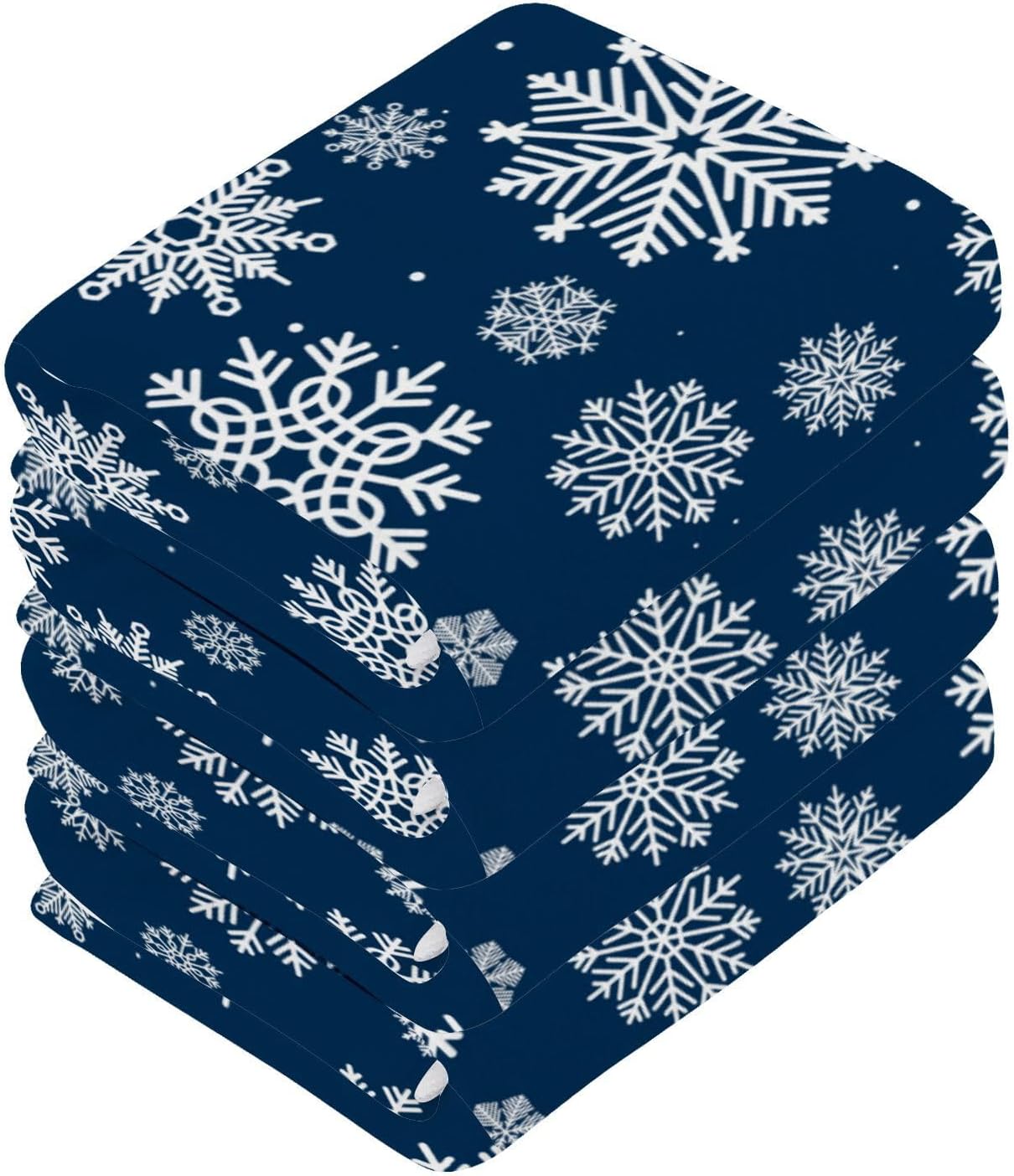 Clean Soft Blue Snowflakes Washcloth Set