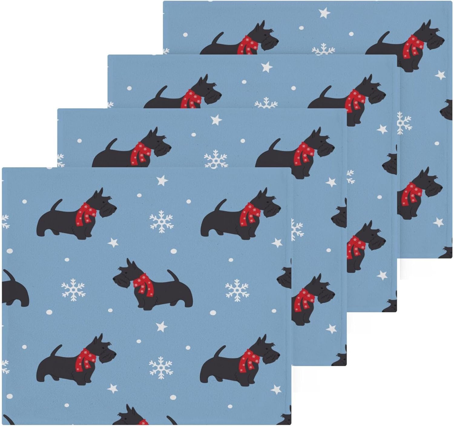 Xigua Christmas Scottish Terrier Washcloth Set for Pets Humans