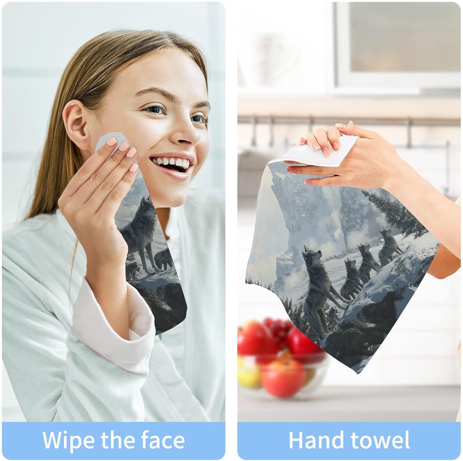 High-Quality Wolf Washcloths