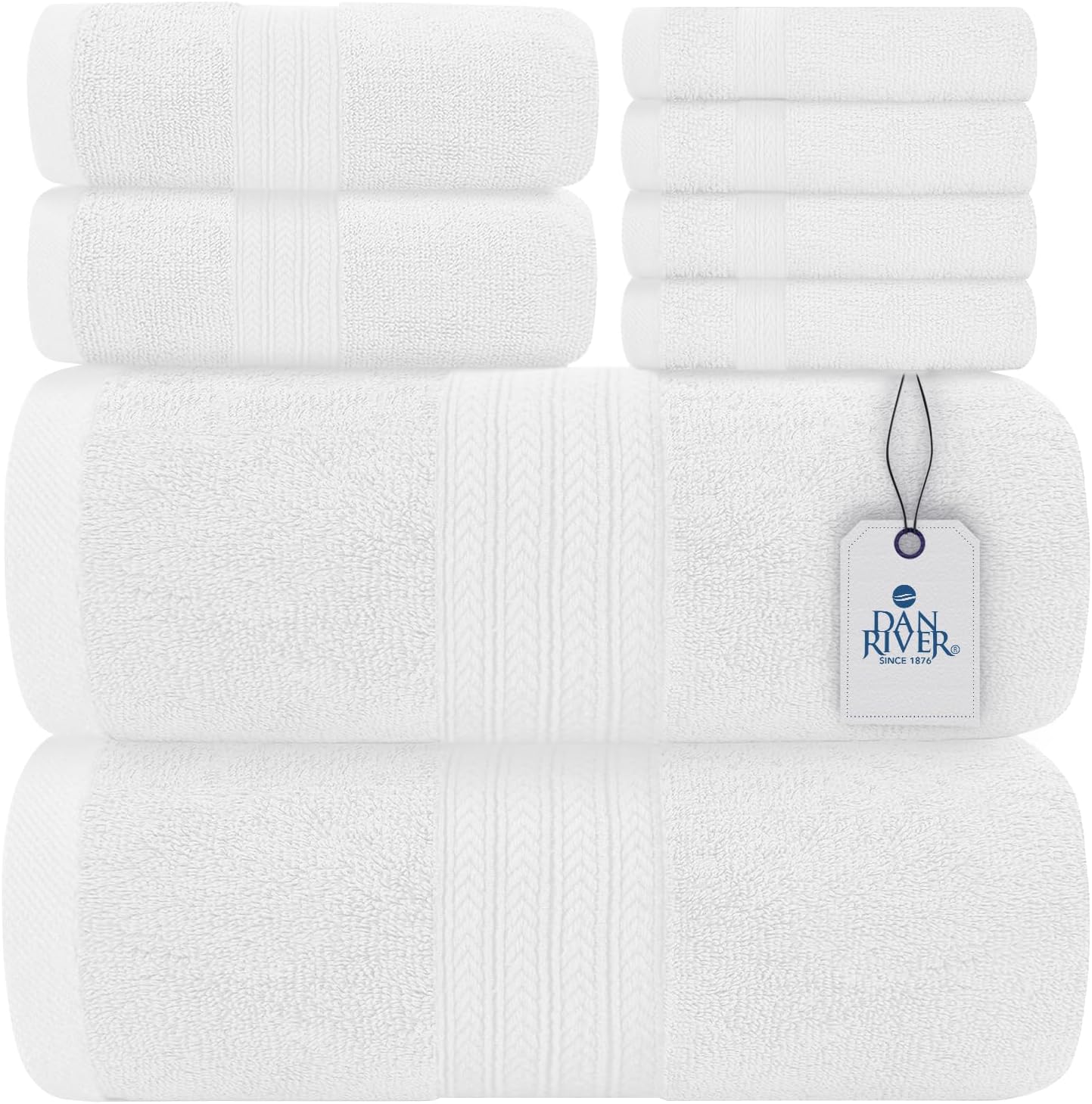 Elegant 8-Piece Cotton Towel Set Soft Absorbent Machine Washable